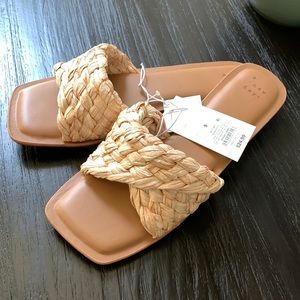 Womens a New Day "Nicolette" Woven Raffia slide Sandals Memory foam size 9 new